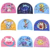 Cuffia da bagno per bambini Cappello per bambini Tessuto per bambini Lycra 3Y-12Y automobili animali disegni di cartoni animati colorati 2054 T2