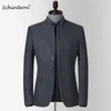 Schinteon Men Autumn Blazer Jacket Stand Okoł Slim Fit Smart Casual High Quality Chinese Tunik Suit 220310