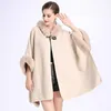 FXFURS Moda Elegent Imitazione Pelliccia di Rex Mantello Cappotto Con Cappuccio Scialle di Cachemire Lungo Allentato Parka Mantello Delle Donne 2020 di Inverno Nuovo