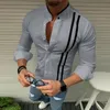 Shirt Fashion Stylish Black White Striped Shirt Mens Casual Dress Shirts Long Sleeve Button Slim Fit Shirts