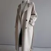 Nieuwe Winterjas Vrouwen Wide Revers Riem Pocket Wol Blend Coat Oversize Lange Trench Uitgaande Wol Women Gratis Verzending