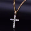 Hombres Mujeres Oro Plata Material de cobre helado Out Zircon Cross Colgante Collar Cadena Moda Hip Hop Jewelry 288 J2
