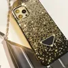 Projektanci Crystal Diamonds Phone Case dla iPhone 11 12 13 Pro Promax XR X / XS 7/8 litera P Shell Telefon komórkowy D2201063Z