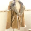 Lugentolo Fauxの毛皮のコートメンズプラスサイズの冬のジャケットの毛皮の襟と長袖のウールのライナーカジュアルジッパーメンズジャケットとコート1
