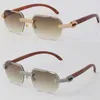 2022 New Limited edition Model Micro-paved Diamond Sunglasses Original Wood Rimless SunGlasses 18K Gold C Decoration Male Female L2873