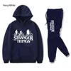 2021 NYA MENS Fashion Sports Suit Hooded Hoodie + Jogging Casual Long Pants Stranger Things Print Design Män toppar S-4XL G1222 0HY6