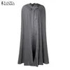 2020 Autumn Solid Long Coat Zanzea Party Jackets Hoodsed Hoodie Capes Dunne Dunne Dunne Dunne Winter Jacket Cloak Poncho Cardigan Plus Size LJ201109