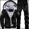 Trailsuit Erkekler Spor Polar Kalın Kapüşonlu Marka Giyim Günlük Track Suit Erkek Ceket Pantolon Kürk Kış Sweatshirt LJ201125