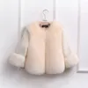 Jackor 2021 Girls Fur Coat Elegant Toddler Girl Faux Tjocken Princess Parka Kids Snowsuit Varma Vinterbarn