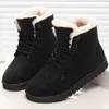 Botas clásicas de Invierno para Mujer, Botas de nieve hasta el tobillo de gamuza, plantilla de felpa de piel cálida para Mujer, Botas de Mujer con cordones de alta calidad