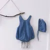 Jongens Jumpsuits Pocket Baby Kleding Zuigeling Meisjes Bodysuits Mouwloze Rompertjes 210521