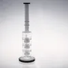 Två funktioner Recycler Hookahs Glas Bongs Inline Percolator Rökning Bongs Tre lager Oljelyxor Vattenrör 32cm 14.4mm led