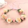 6 Colors Adult Kids Irregular Faux Rose Flower Headpieces Girls Bridal Wedding Gradient Colored Wreath Crown Mesh Headpiece4977243