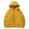 Hommes Parka Vestes Chaud Épais Casual Couleur Unie À Capuche Manteaux Homme Coupe-Vent Fermeture Éclair Vers Le Bas Pardessus CottonPadded 201119