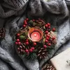 Ornement de Noël Bougeoirs Pine Cone Berries Woodland Xmas Decor Table Centre de table Guirlande de Noël avec 4 CandleHolder Y200109