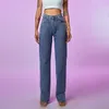 Jean à jambe droite pour femmes jeans baggy hauts pantalons femmes 2020 Fashion décontractée pantalon indéfini lj201127