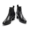 Autumn winter mens pointed toe genuine leather ankle boots men high heels quality wedding dress shoes career work boots botas