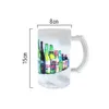480ml / 16oz sublimering Ölglas Stein Vattendryck Kaffe Koppar Juice Cup med C-typ Handtag Alkohol Tumbler för DIY Designs Diskmaskin och frys Säker