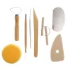 Arts and Crafts DIY Pottery Tool 8pcs Set Clay Ceramic Molding Tools Wood Knife Sponge Pottery-Tool Sculpture Modeling Kit Handwork Supplies