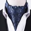 Bow Ties Erkekler Vintage Cravat Düğün Resmi Ascot Crinkle Self İngiliz tarzı beyefendi polyester Paisley Boyun Kravat Lüks1