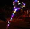 パーティーバルーンの結婚式の休日の装飾のための20インチのボボのバルーンLEDライト多色の照明発光70cmの極3m 30 ledsの夜