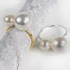 12st/Lot Creative Personality Metal Servett Ring The Toast Button Ring Servin Western Buckle Servin Ring Pearl Meal T200524