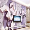 Murales personalizados en relieve púrpura Magnolia 3d TV Fondo sala de estar cama Bar KTV papel tapiz autoadhesivo para niños1