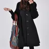 Kvinna Winter Coat 2020 Long Wool Coat Kvinnor stor storlek Löst singel Breasted High Collar Ladies Jacket LJ201109