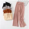 2018 Ny koreansk version av Wild Nine Loose Wide Leg Female Summer Sense High midjebyxor T200104