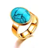 Bague en diamant Turquoise, mise à jour, argent, or, acier inoxydable, bracelet pour femmes et hommes, bijoux à la mode, cadeau