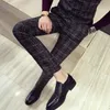 Mäns kostymer blazers Autumn Winter Mens Plaid Pants British Slim Fit Dress Men Plus Size Pantalon Carreaux Homme Casual Form2454