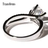 TransGems Anello in oro bianco 14K Centro da 1,5 ct 7,5 mm F Colore Taglio eccellente Anello di fidanzamento per matrimonio da donna Y200620