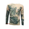 Fashion Men's Fake Tattoo T-shirts Long Sleeve Elastic Modal Thin All Over Print O-Neck Tattoo Shirts Women Halloween Clothing 201203