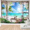 mare spiaggia arazzo palma appeso a parete tappeto fiore sabbia coperta decorazione della casa Y200324