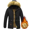 2022 New Thick Warm Winter Parka Men Fleece Hooded Jacket Coat Military Cargo Jackets Mens Windproof Down