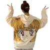 Streetwear camisola Harajuku Sailor Moon impressão dos desenhos animados Hoodie Loose Women Casual bolso bonito manga comprida Pullover Tops Roupa 201007