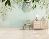 Beibehang Custom Photo Wallpaper Fresh Hand Painted Oil Painting Green Leaves Flower Living Room Bedroom Background 3d