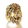 Gold Silver Color Lion's Head Men Hip Hop Rings Moda Punk Animal Ring Ring Male Hiphop Jewelry Gifts