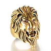 Clusterringen 2023 Gold Silver Color Lion 's Head Men Hip Hop Fashion Punk Animal Ring Ring Mannelijke Hiphop Jewelry Gifts