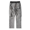 High Street Multi-pocket Casual Trousers for Men and Women Side Breasted Drawstring Cargo Pants Harajuku Solid Loose Pants