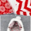 Cappello natalizio lavorato a maglia per adulti Fiocco di neve a strisce ondulate Soffice pompon Cappello da Babbo Natale Cappelli natalizi per adulti Decorazioni di Capodanno