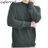 Lafarvie Fashion Mink Cashmere Blended Men Knitted Sweater Autumn Winter Off Sale Standard Solid Pullover Full Sleeve O-Neck 201203