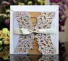 Rustic Wedding Invitations Hollow Out Butterflies Graceful Festival Invite Cards With Ribbon White Retro Kraft Paper Boho Cards AL8256