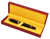 Crocodile Classic Black Rollerball Pen, Noble Ruby bovenop met Gouden Clip Writing Gift Pen Box Optioneel voor Office Business 201202