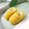 Winter Kids Slippers Massief Snoep Kleur Lammeren Wol Indoor Schoenen Voor Jongens Peuter Meisjes Zachte Warme Antislip Vloer Kinderen 220225