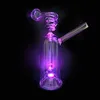 5.5 inç Yükseklik LED Renk Değişimi Nargile El Sanatları Cam Sigara Boru DAB Petrol Rig Işıkları Bongs Nargile Tütün Kül Kase Taşınabilir Shisha Percolater Bipbler Su Boruları