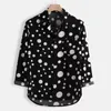 Camisas casuais casuais polka dot impresso manga comprida v pescoço fino fit treinning camisa esporte Único breasted tops preto top branco m-3xl