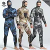 رجل 5MM WetSuit التمويه قطعتين من الرجال الرمح الدافئ الصيد كامو سيرفرز مع الكلوروبرين الغوص 220301