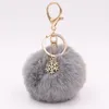 Pom Keychain With Snowflake Pendant Charms Furry Fluffy Plush Ball Keyring For Women Girls Bag Accesso Ornament Holiday Gift1