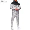 Siteweie 2 조각 남성용 땀 복용 정장을 세트 캐주얼 스포츠 트랙스 Zip Up Sweatshirts and Sweatpants 정장 남성 의류 L494 201109